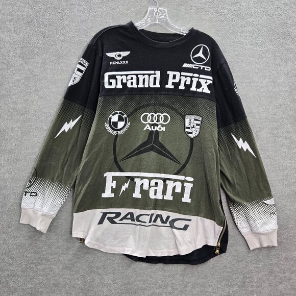 Grand Prix Men Shirt Large Green Contender Racing Graphic Long‎ Sleeve - Picture 1 of 10